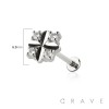 MULTI CZ SQUARE TOP THREADLESS (PUSH IN) 316L SURGICAL STEEL LABRET SET